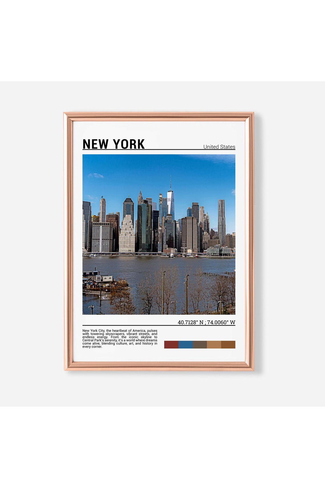 New York City Manhattan Skyline Waterfront Towers Day Poster
