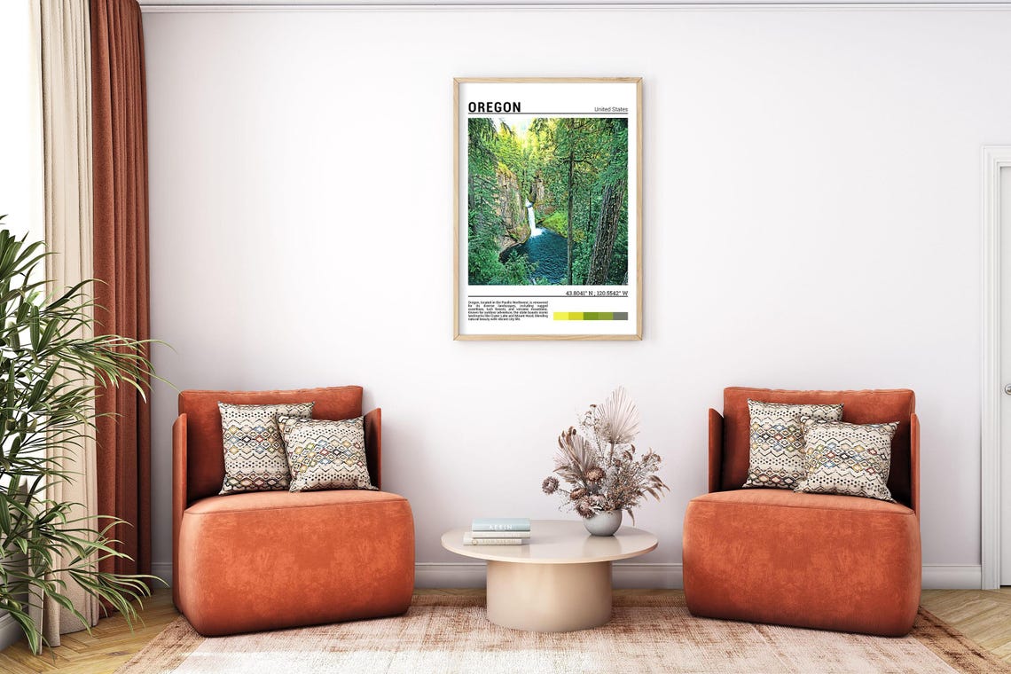 Oregon Waterfall Forest Canyon Moss Covered Cascade Travel Poster - Image 7