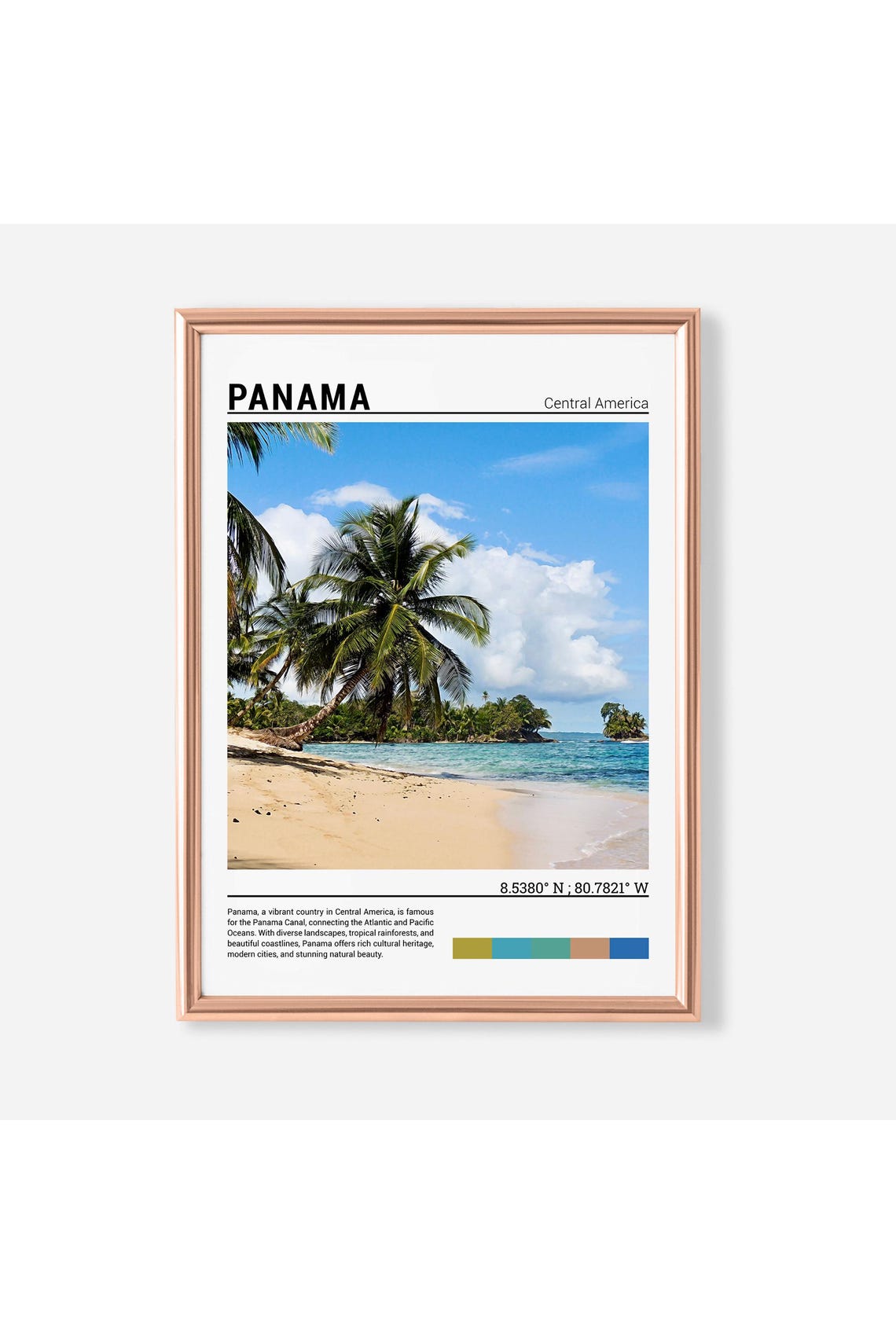 Panama Central America Tropical Palm Tree Beach Paradise Poster