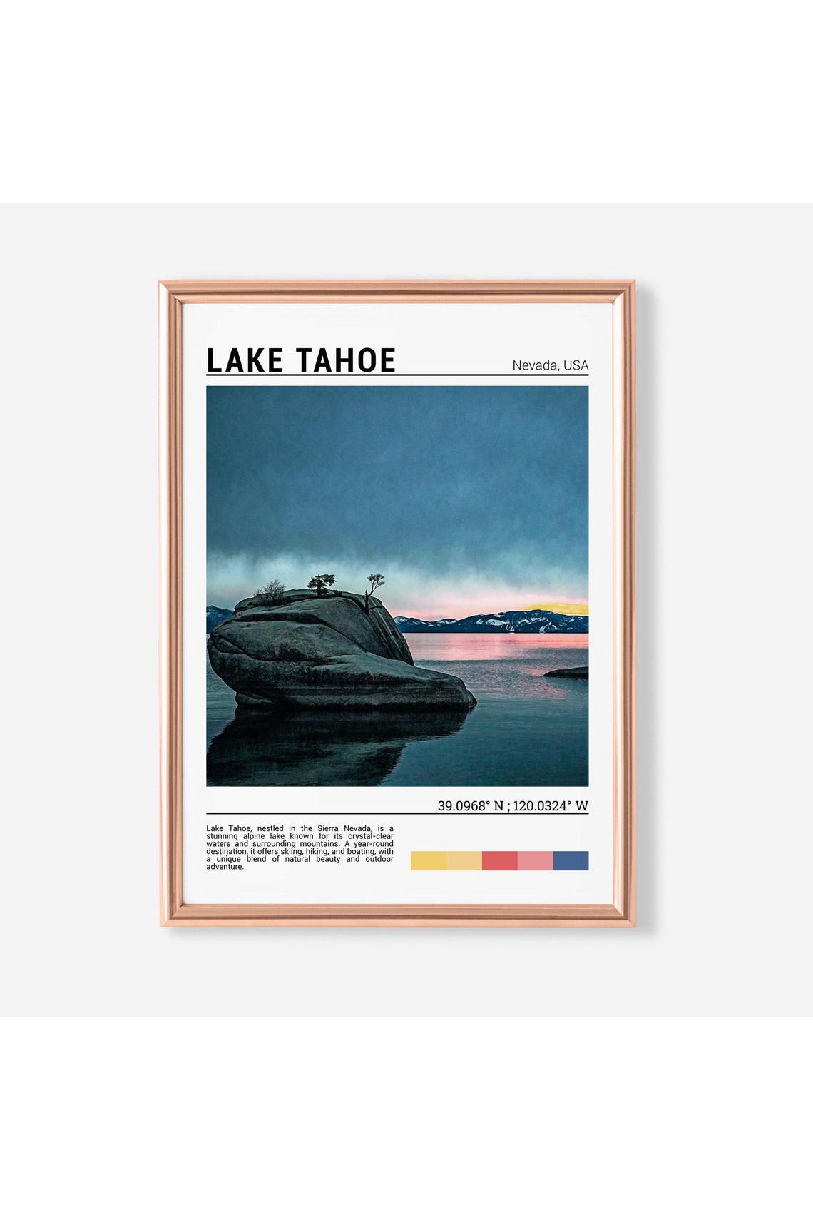 Lake Tahoe Travel Poster Lake Tahoe Wall Art Lake Tahoe Poster Print Lake Tahoe Photo Lake Tahoe Decor Nevada Usa