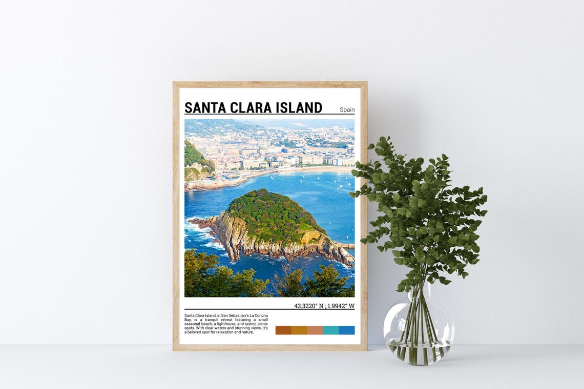 Santa Clara Island Spain La Concha Bay Rocky Isle Coastal View Poster - Image 4