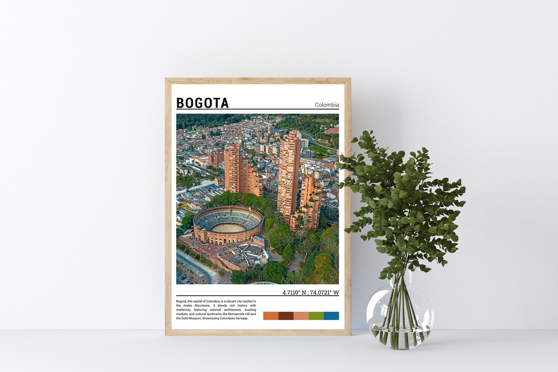 Bogota Colombia Aerial Cityscape Bullring View Andes Capital Poster - Image 4