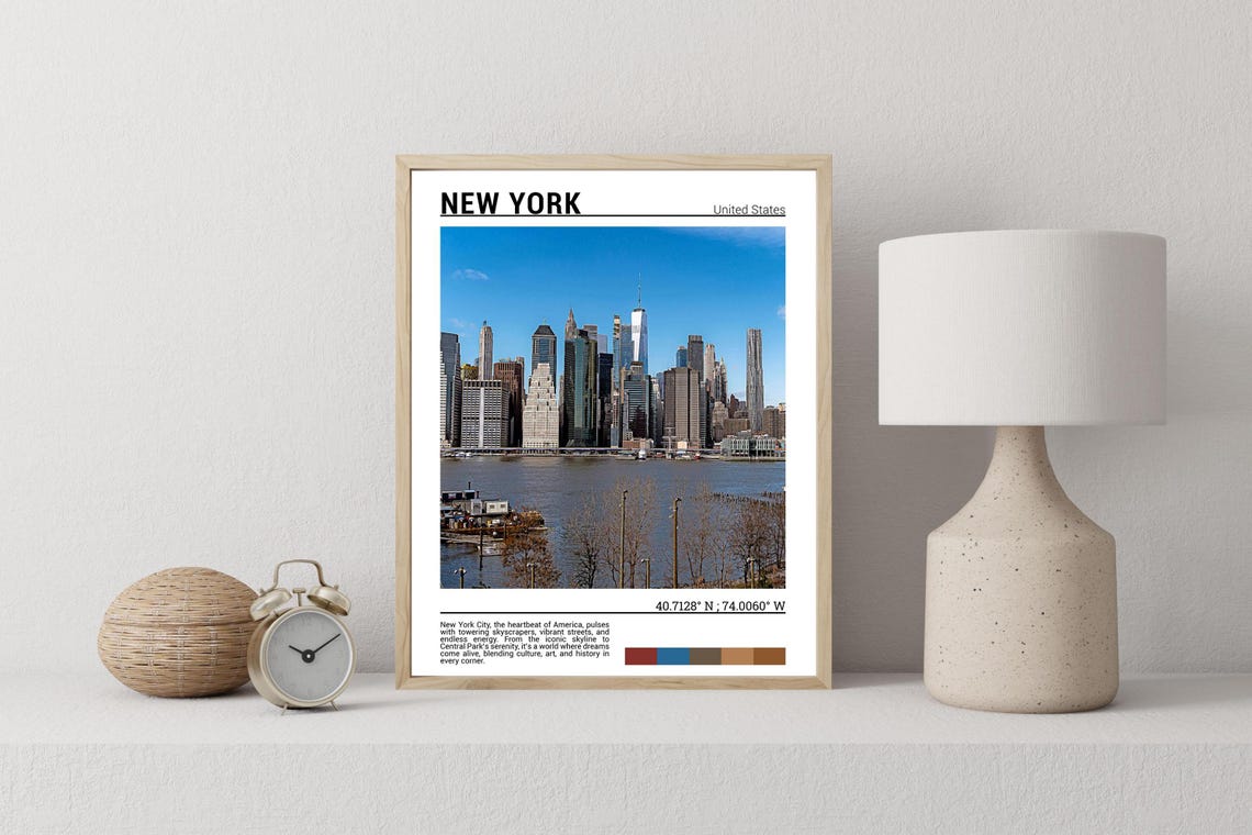 New York City Manhattan Skyline Waterfront Towers Day Poster - Image 2