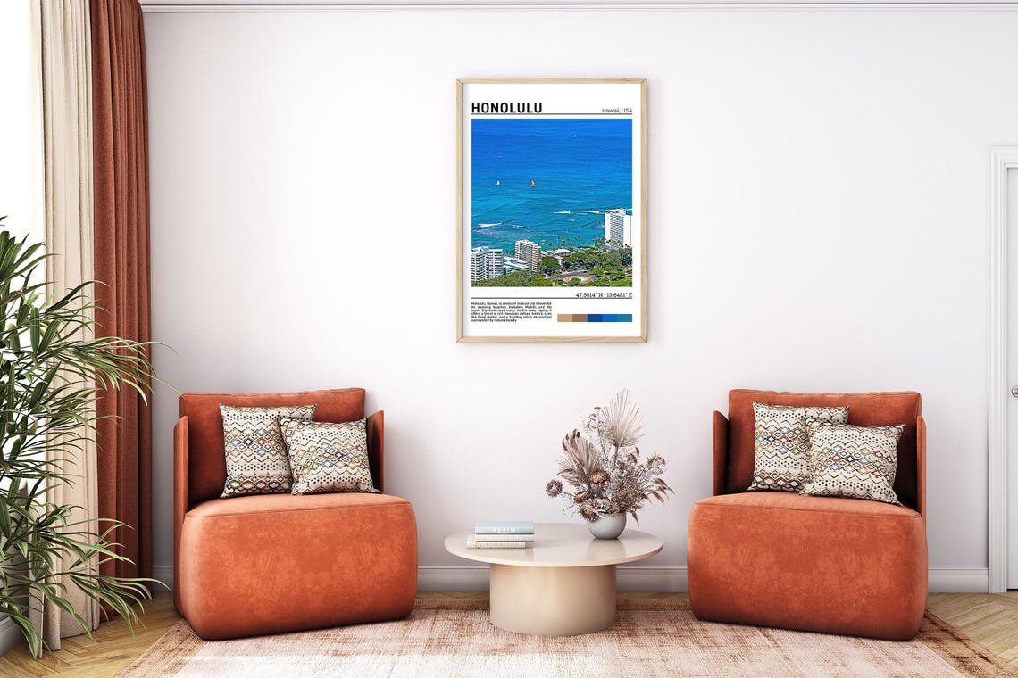 Honolulu Hawaii Waikiki Beach Aerial Turquoise Ocean View Poster - Image 7