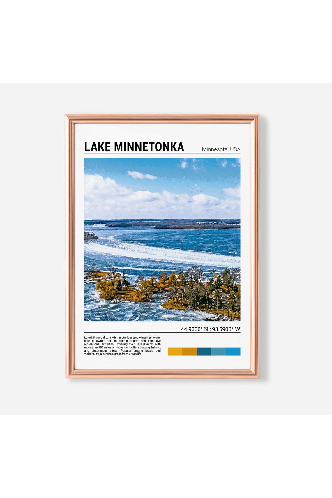 Lake Minnetonka Minnesota Aerial Shoreline Blue Water Poster
