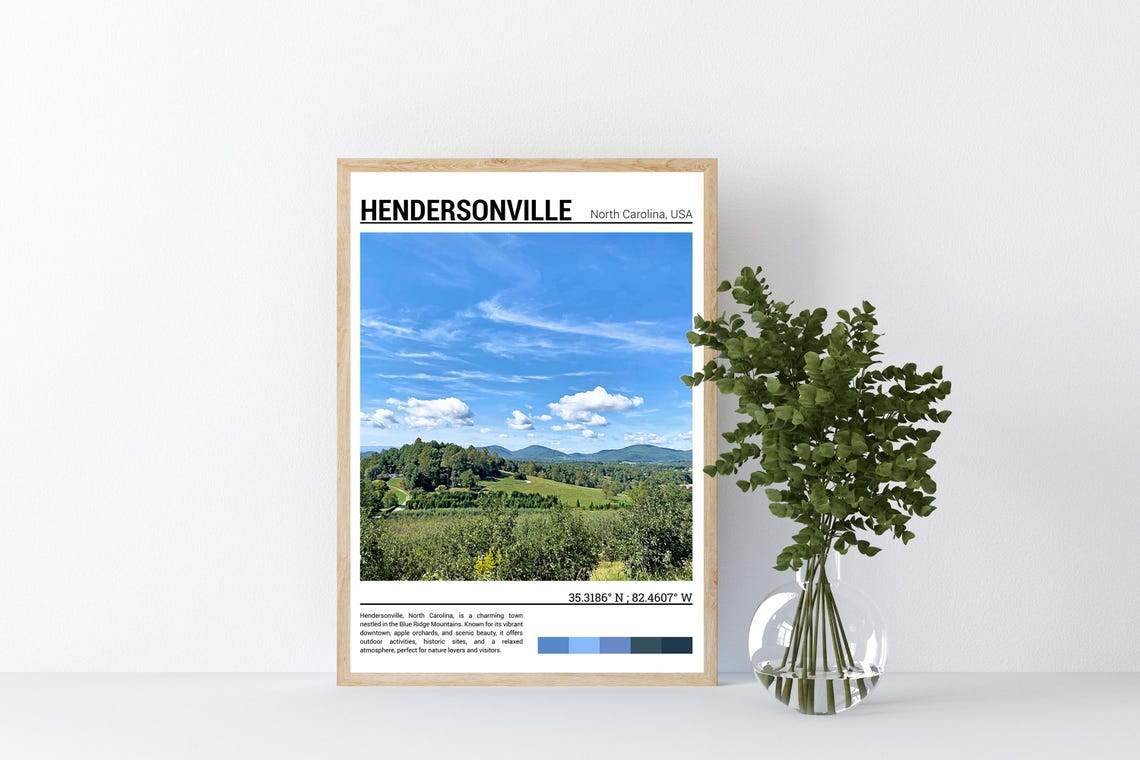 Hendersonville Print Hendersonville Poster Hendersonville Wall Art Hendersonville Travel Hendersonville Artwork North Carolinausa - Image 4