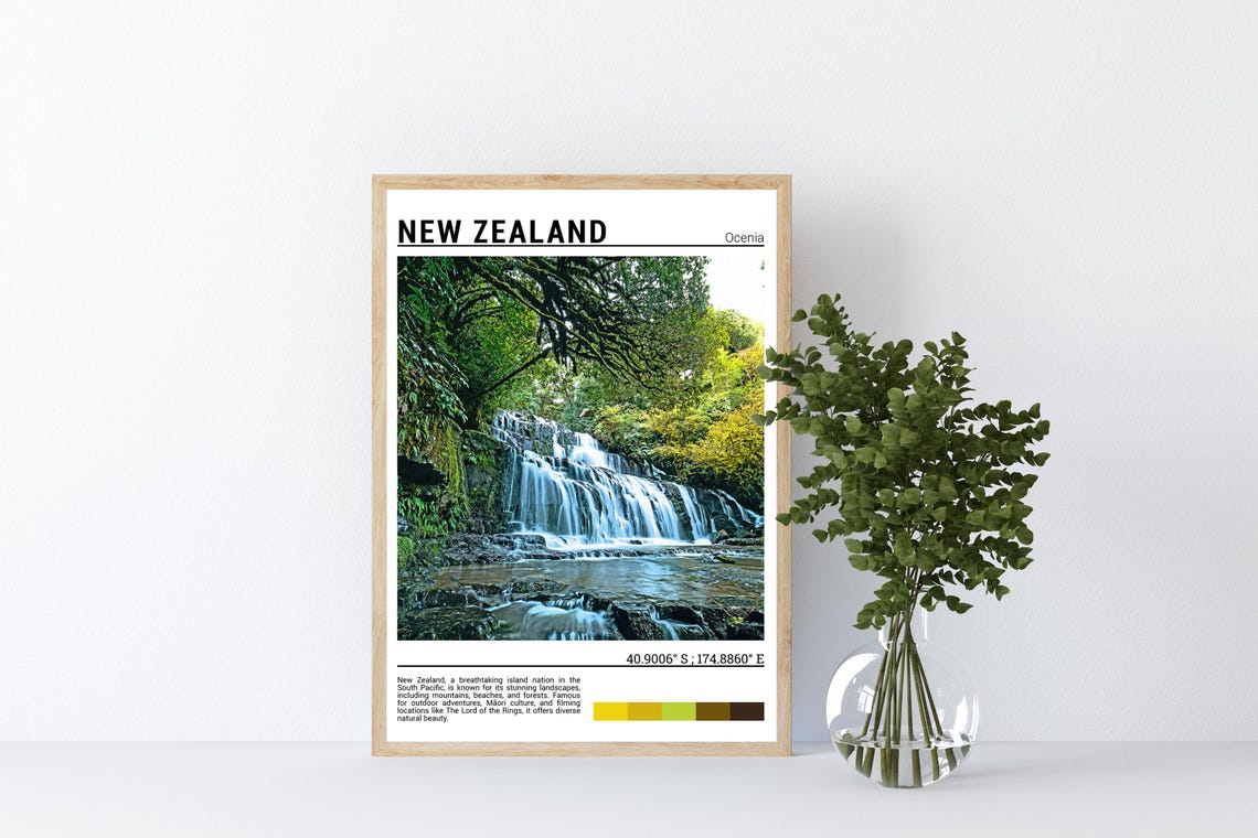 New Zealand Poster New Zealand Wall Art New Zealand Poster Print New Zealand Artwork - Image 4