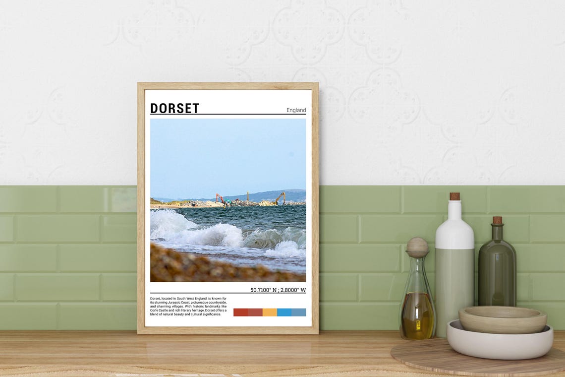 Dorset England Jurassic Coast Waves Shingle Beach Sea Spray Poster - Image 3