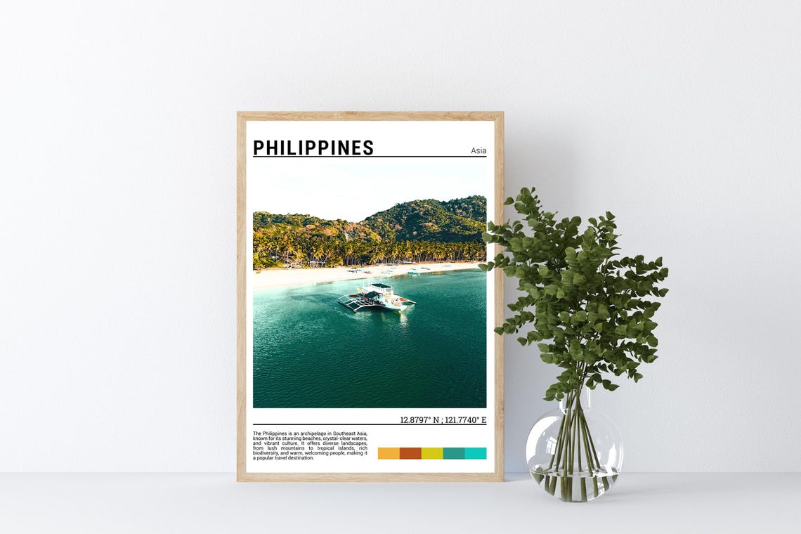 Philippines Asia Turquoise Sea Outrigger Boat Tropical Beach Poster - Image 4