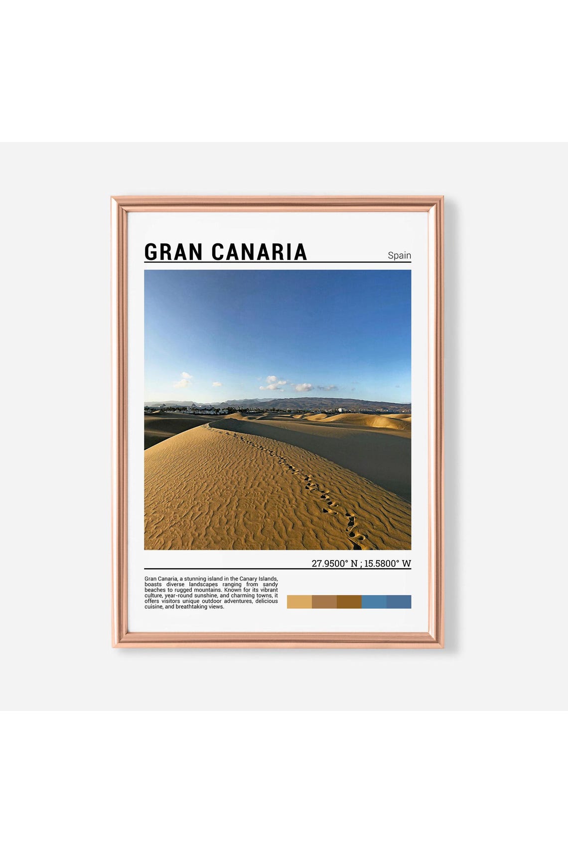 Gran Canaria Spain Maspalomas Sand Dunes Desert Travel Poster