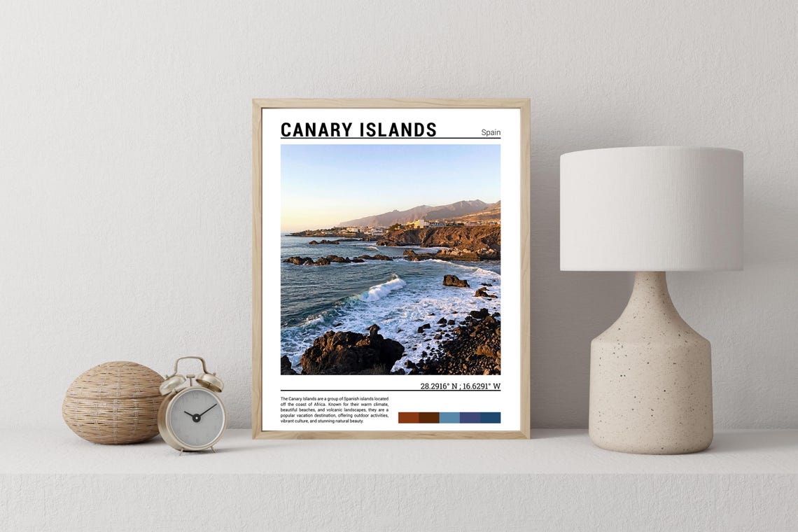 Canary Islands Spain Rocky Volcanic Coastline Ocean View Poster - Image 2