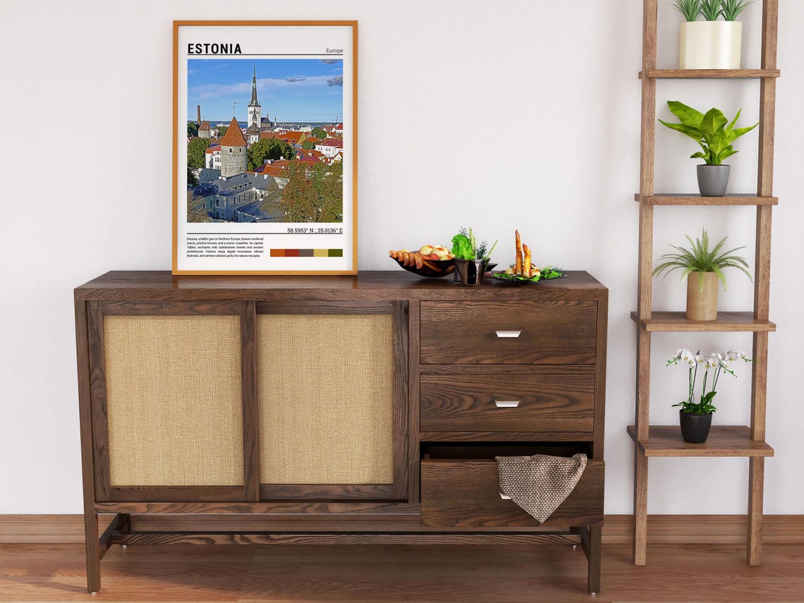 Tallinn Estonia Old Town Medieval Towers Red Rooftops Skyline Poster - Image 6
