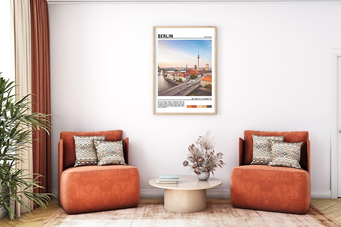 Berlin Germany TV Tower Skyline River Sunset Cityscape Travel Poster - Image 7