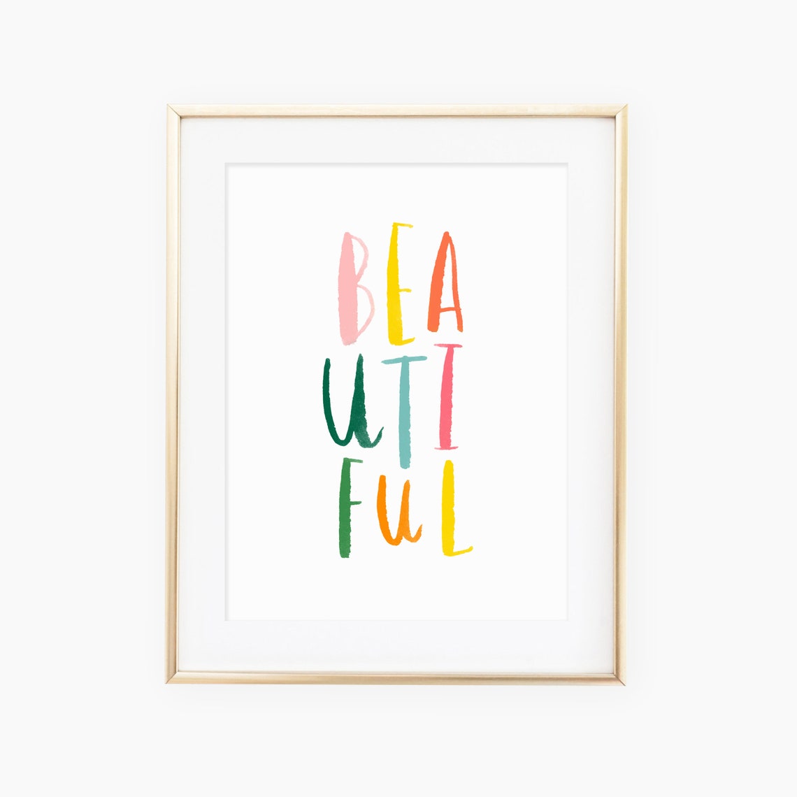 Beautiful Rainbow Hand Lettered Colorful Typography Art Poster