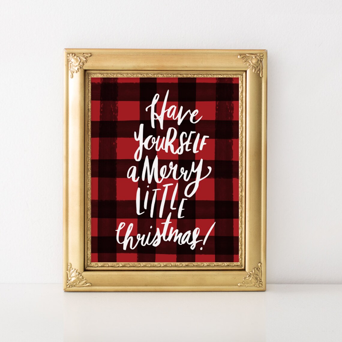 Have Yourself a Merry Little Christmas Buffalo Plaid Quote Poster