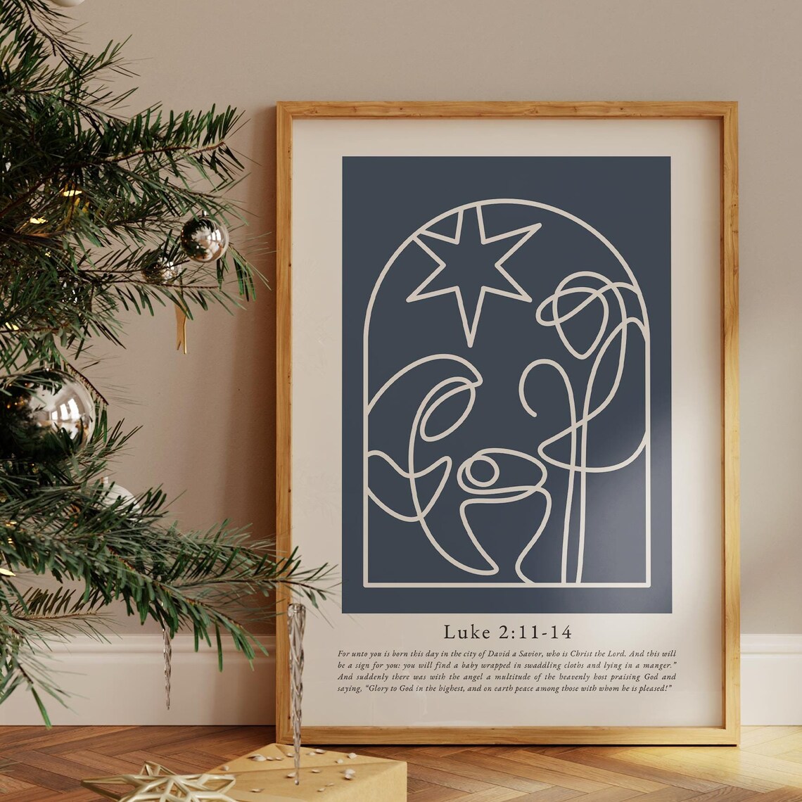 Minimalist Nativity Line Art Christmas Christian Print