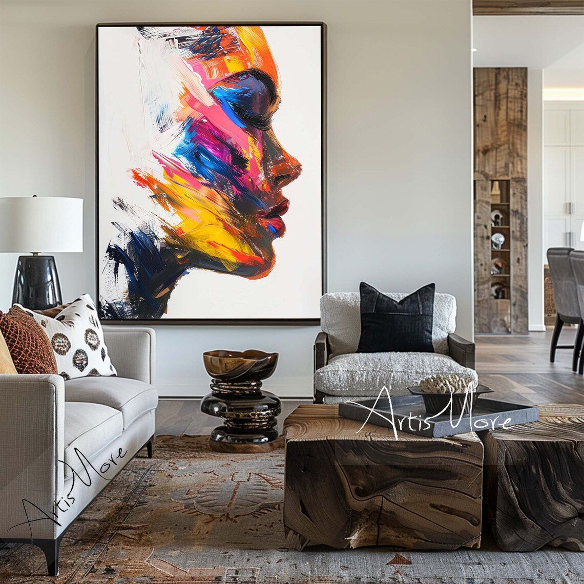 Colorful Woman Profile Abstract Face Rainbow Brushstroke Wall Art Poster - Image 5