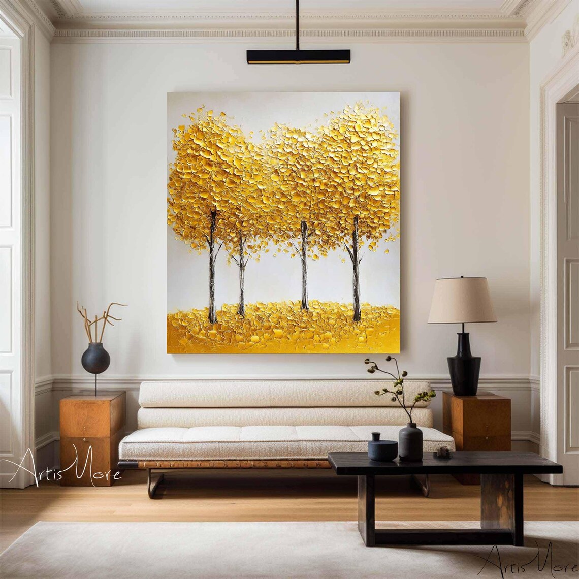 Golden Tree Of Life Gold Leaf Canopy Textured Canvas Art Poster - Image 4