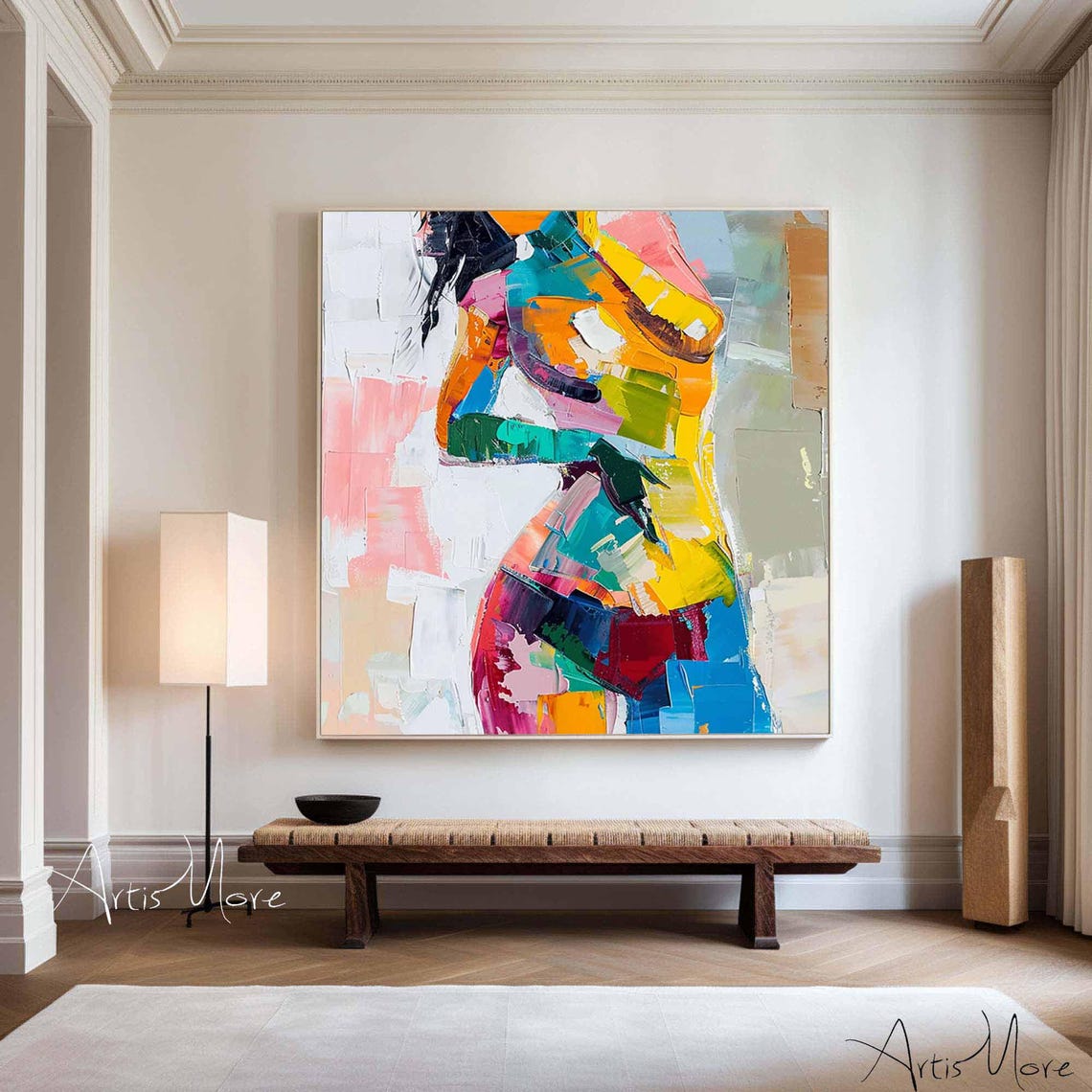 Female Power Portrait Art Abstract Woman Figure Wall Art Colorful 3d Texture Painting Womans Body Painting Large Art Fashion Decor - Image 2