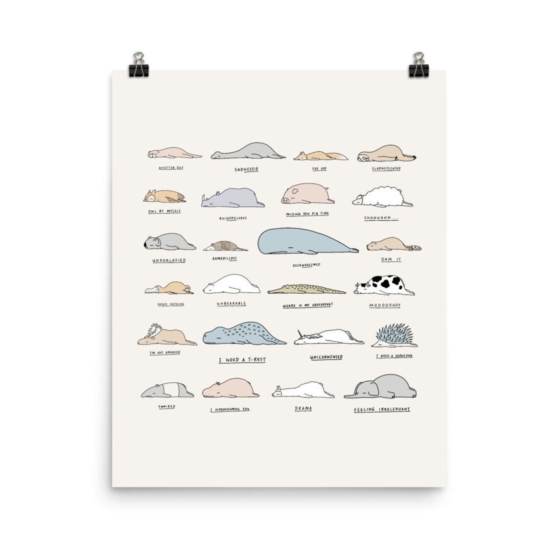 Moody Animals Art Print, Animal Wall Decor