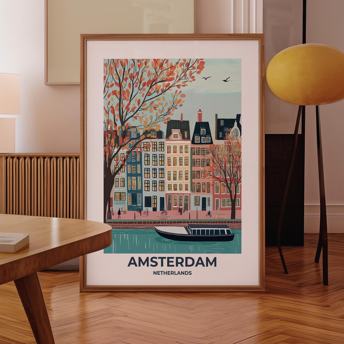 Amsterdam Travel Poster Amsterdam Poster Amsterdam Travel Print Amsterdam City Print Travel Print Travel Poster Amsterdam Wall Decor