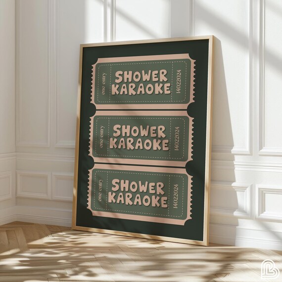 Shower Karaoke Retro Ticket Stub Music Lover Funny Wall Poster