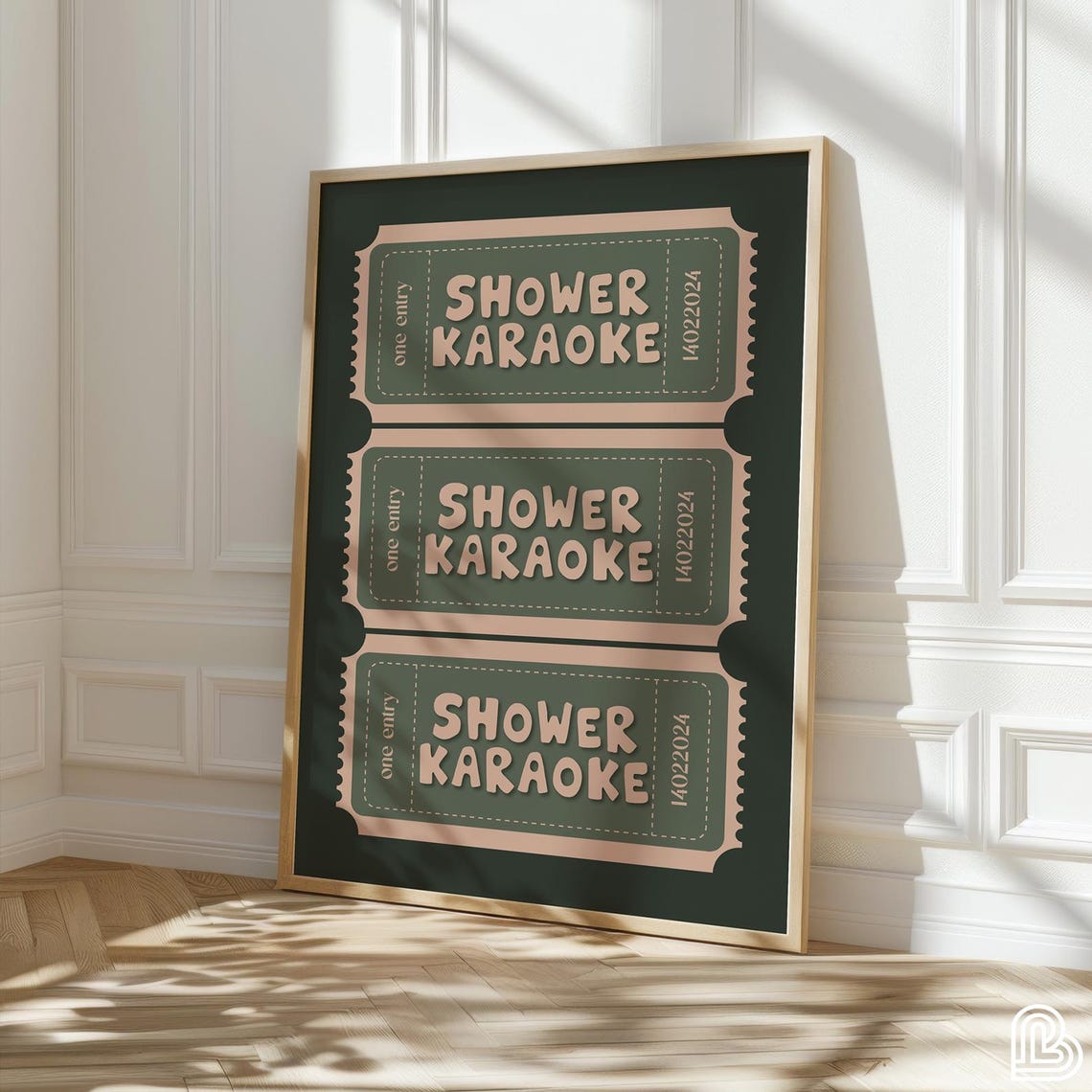 Shower Karaoke Retro Ticket Stub Music Lover Funny Wall Poster