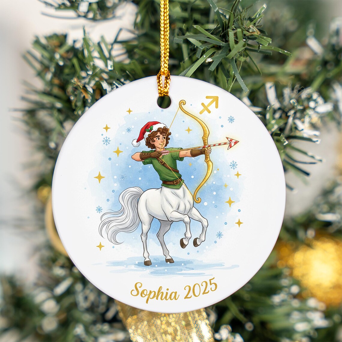 Personalized Sagittarius Zodiac Ornament Centaur Archer Christmas Gift Poster