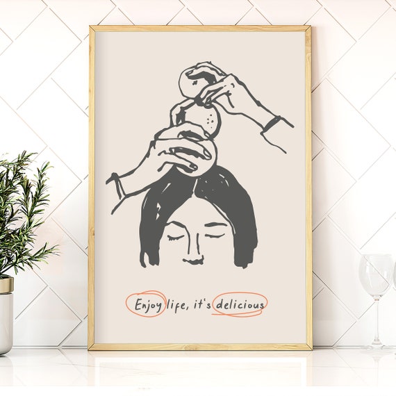Fruit Food Girl Poster Print, Modern Kitchen Decor