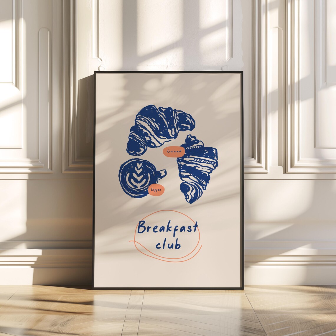 Breakfast Club Croissant, Kitchen Minimal Art Print