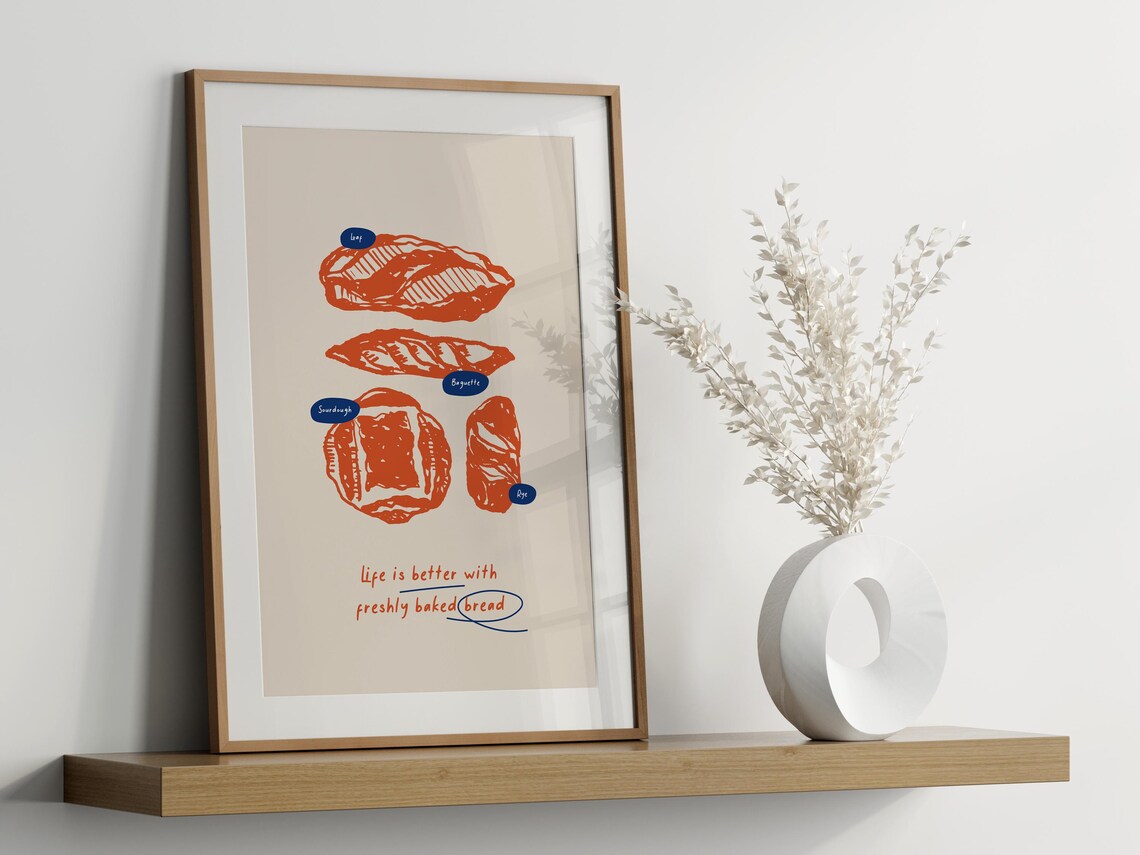 Bread Bakery, Minimal Kitchen Decor Poster Print - Image 3