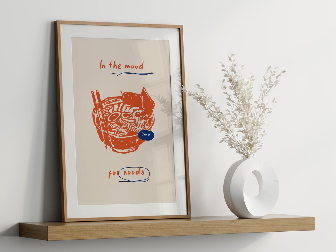 Ramen Noodle Food Art Print, Japanese Kitchen Decor - Image 3