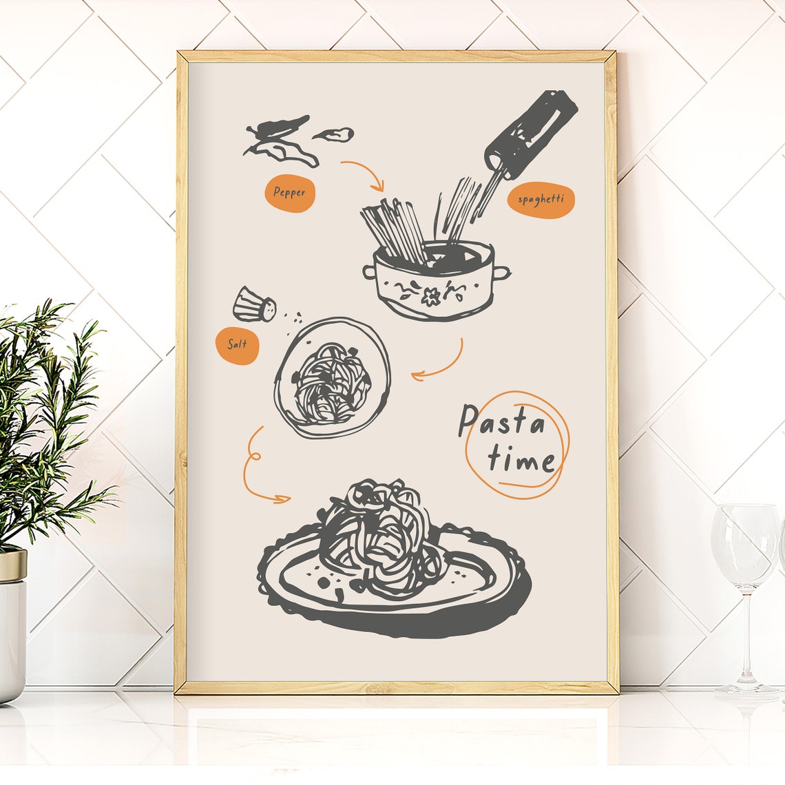 Pasta Time Poster, Modern Kitchen Wall Art - Image 4