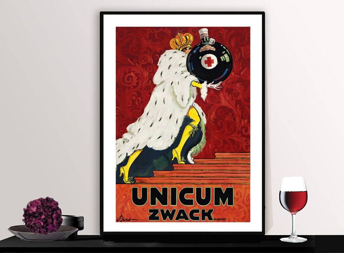 Unicum Zwack Vintage Beverage Poster, Bar Decor