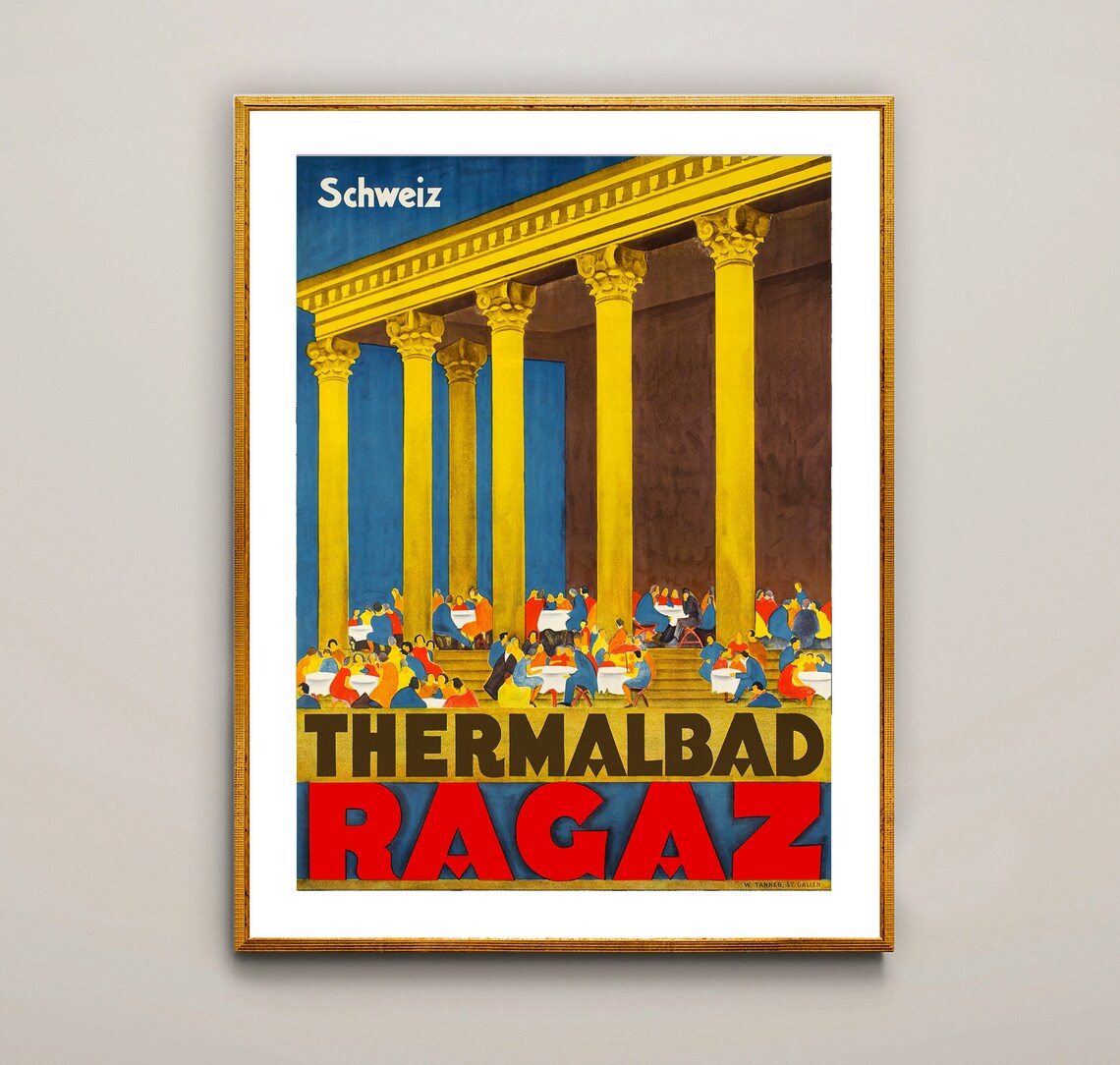 Thermalbad Ragaz Switzerland Vintage Travel Poster - Image 2