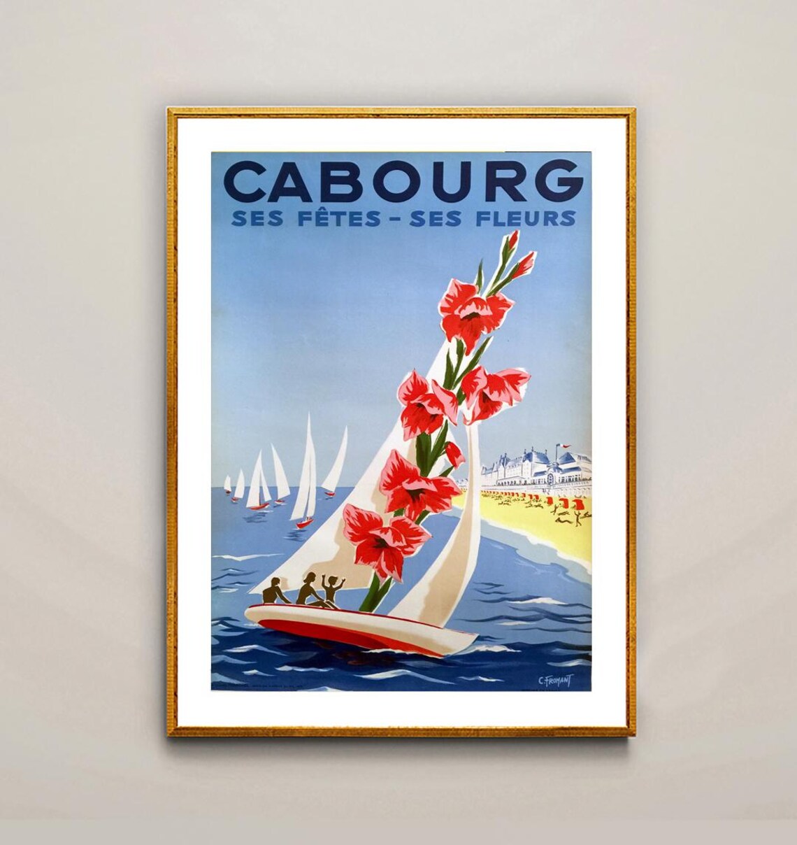 Cabourg Normandy France Sailing Flowers Resort Vintage Travel Poster - Image 2