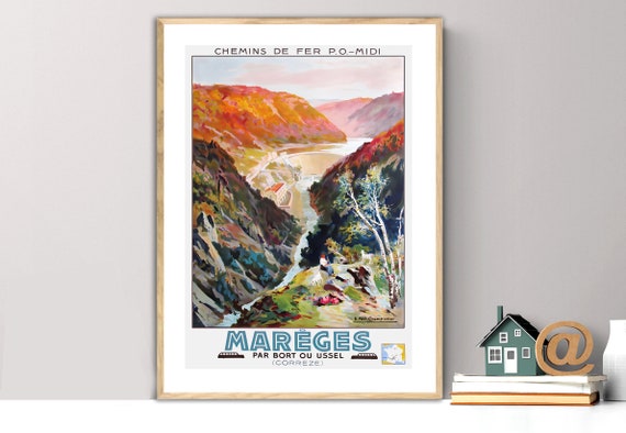 Mareges Correze Vintage Travel Poster Poster Paper Or Print Gift Idea Wall Decor