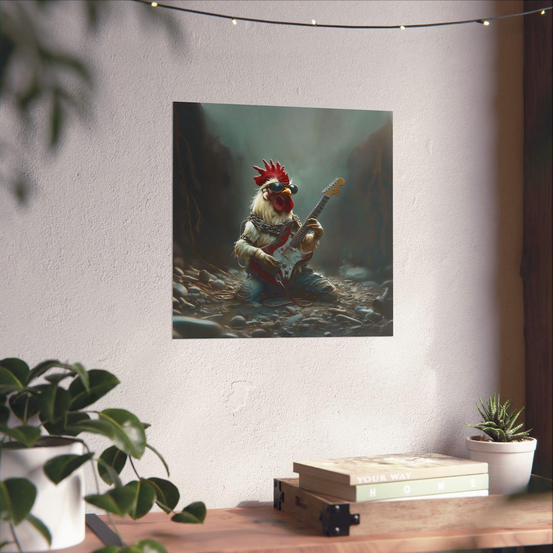 Heavy Rockstar Rooster Playing Electric Guitar Funny Stage Poster - Image 2