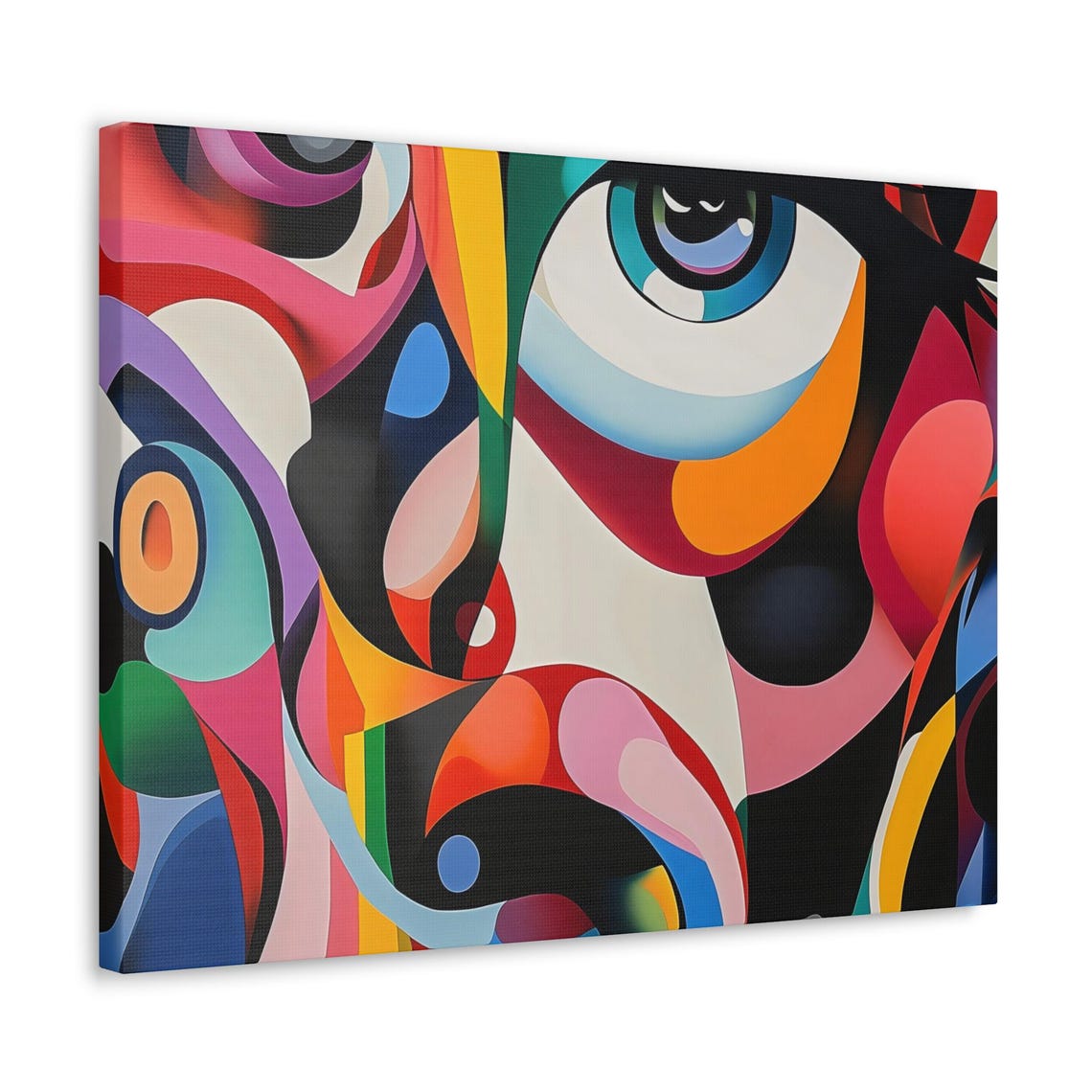 Vibrant Bold Colorful Abstract Face Modern Geometric Art Poster - Image 2