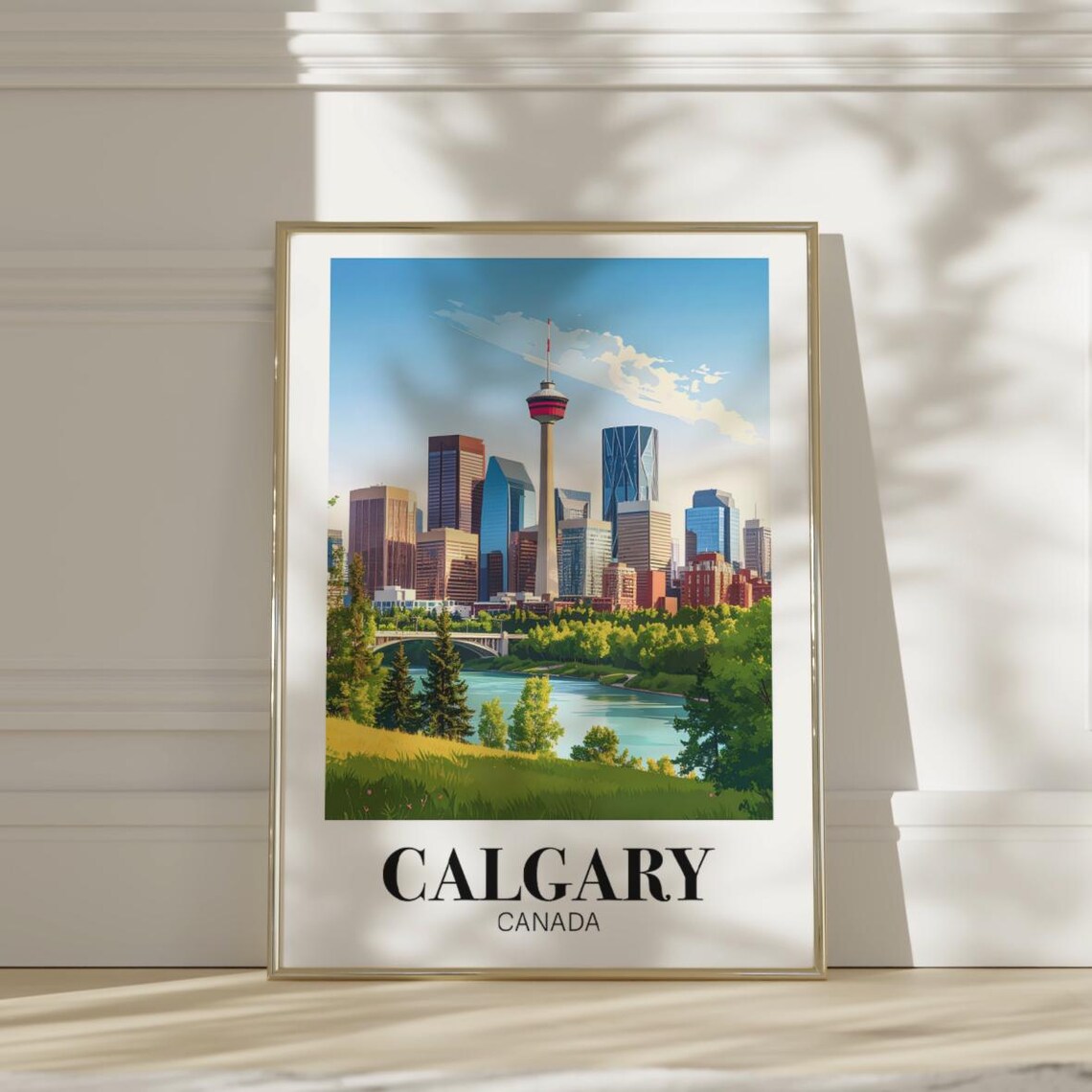 Calgary Skyline Print Alberta Travel Poster Canada Wall Art