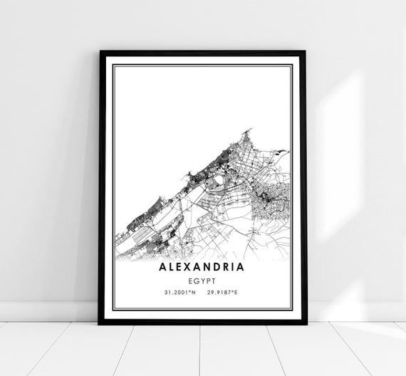 Alexandria Map Art Print, Egypt City