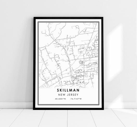 Skillman New Jersey Map Print Poster Canvas City