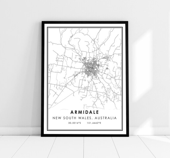 Armidale New South Wales Australia Street Map Coordinates Art Print