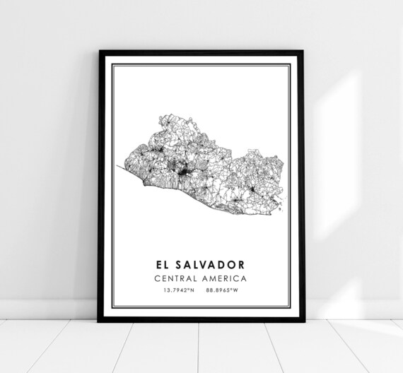 El Salvador Map Poster, Travel Wall Art Print