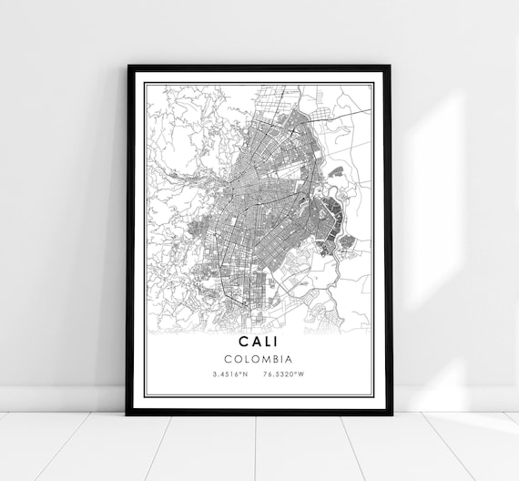 Cali Map Print Poster, Colombia City Travel Art