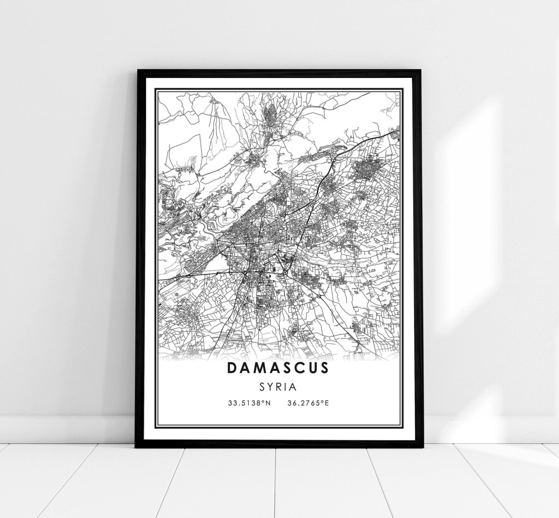 Damascus Map Poster, Syria City Travel Print