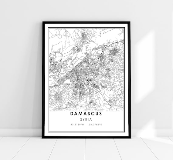 Damascus Map Poster, Syria City Travel Print