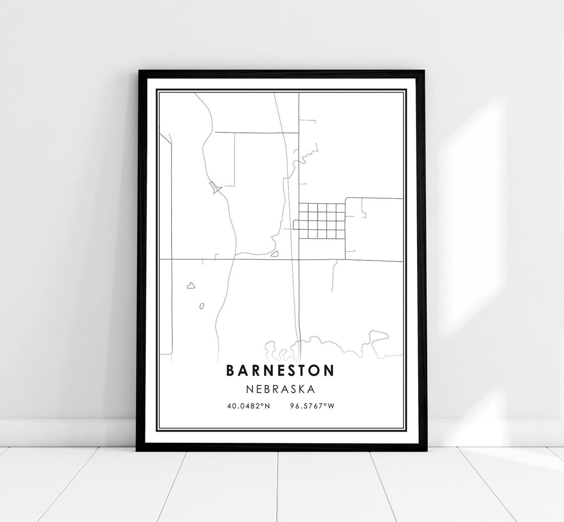 Barneston Nebraska City Street Map Line Art Minimalist Wall Poster