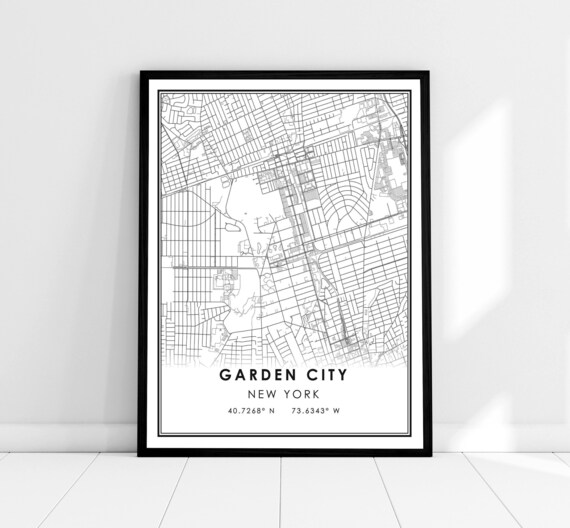 Garden City New York City Street Map Minimalist Line Art Poster