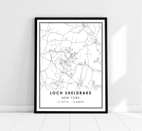 Loch Sheldrake New York Minimalist City Map Coordinates Poster